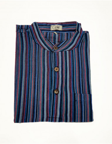 Cotton striped gent shirt with long sleeves and round buttons