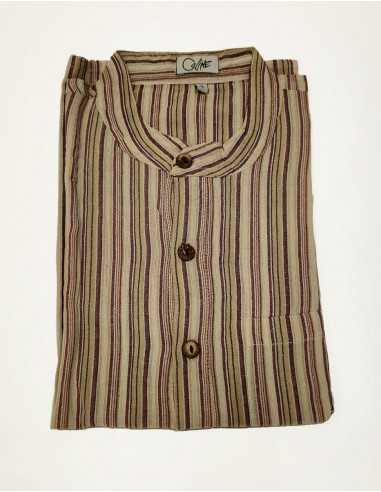 Cotton striped gent shirt with long sleeves and round buttons