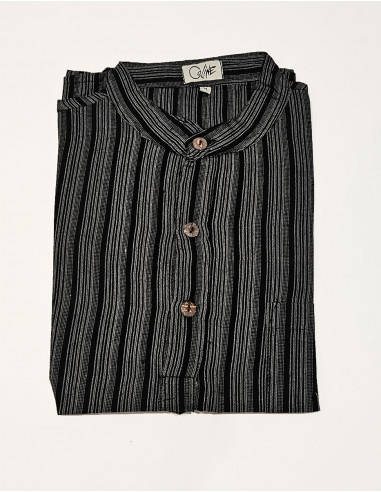 Cotton striped gent shirt with short sleeves and round buttons