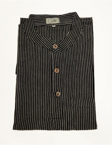 Cotton striped gent shirt with short sleeves and round buttons