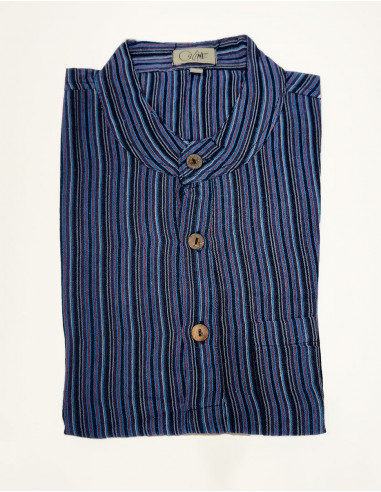 Cotton striped gent shirt with short sleeves and round buttons