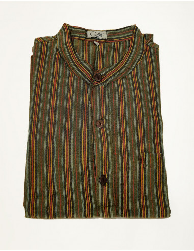 Cotton striped gent shirt with short sleeves and round buttons