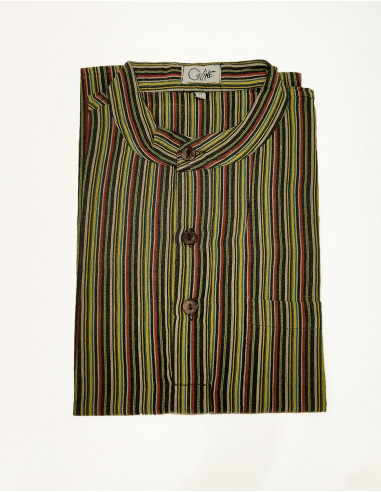 Cotton striped gent shirt with short sleeves and round buttons