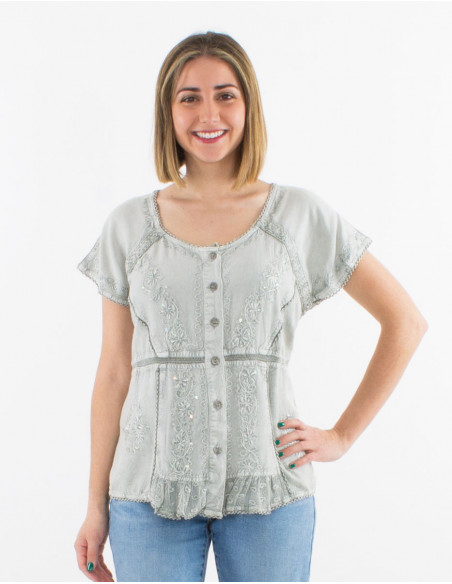 Chemisier Viscose Sw Avec Broderies