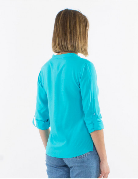 Plain buttoned long sleeves viscose blouse