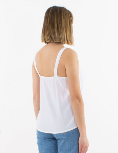 Top viscose unie bretelles