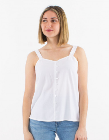 Top viscose unie bretelles