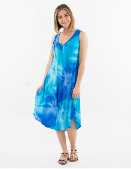 Viscose tie and dye umbrella dress