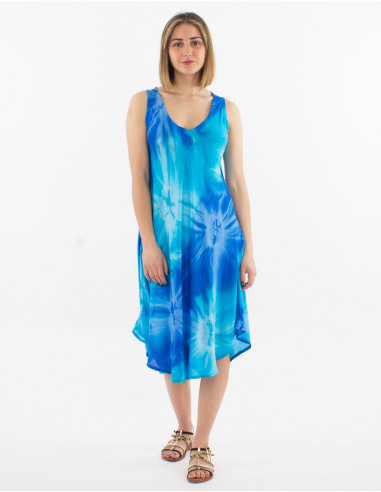 Viscose tie and dye umbrella dress
