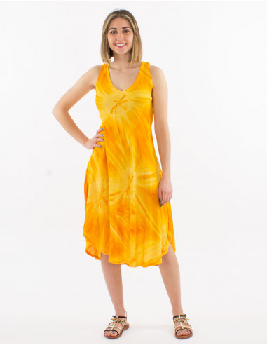 Viscose tie and dye umbrella dress