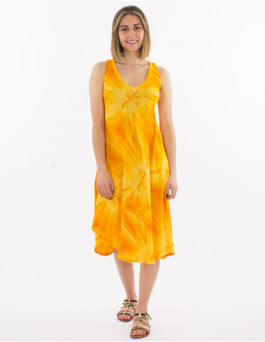Viscose tie and dye umbrella dress