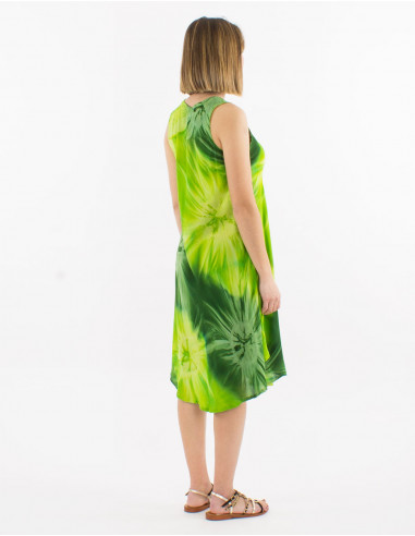 Viscose tie and dye umbrella dress