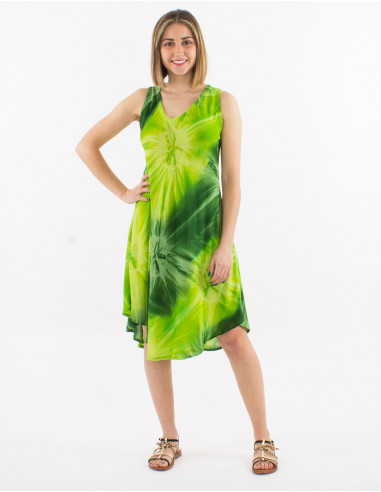 Viscose tie and dye umbrella dress