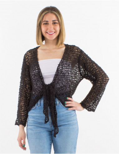 Popcorn polyester knitted jacket