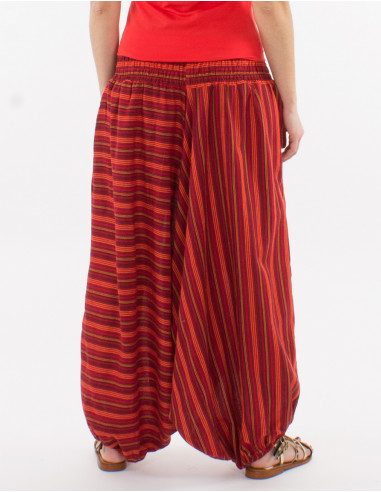 Elastic striped cotton harem pants