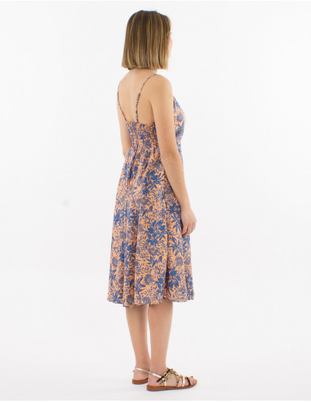 Short sari print polyester strapless dress