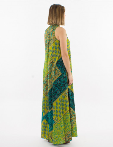 Silver print polyester maxi dress