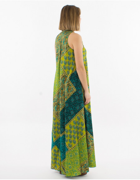 Silver print polyester maxi dress