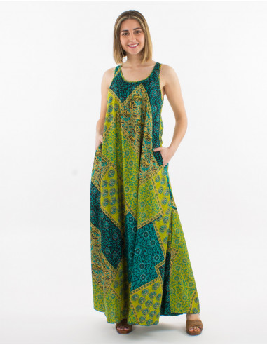 Robe longue polyester imprimé sari