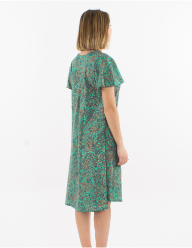 Robe polyester manches courtes imprimé sari
