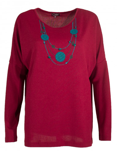 Pull maille effet collier