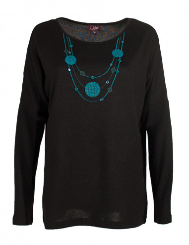 Pull maille effet collier