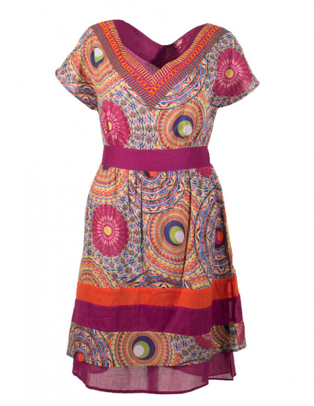 Robe courte doublee coton imprimé