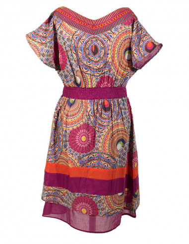 Robe courte doublee coton imprimé