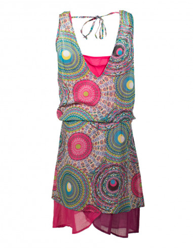 Robe courte coton imprime cercle doublée