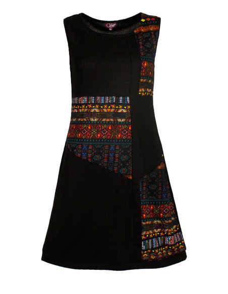 Robe maille sans manches patch