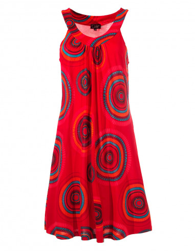 Knitted 96% polyester 4% spandex dress with mandala print
