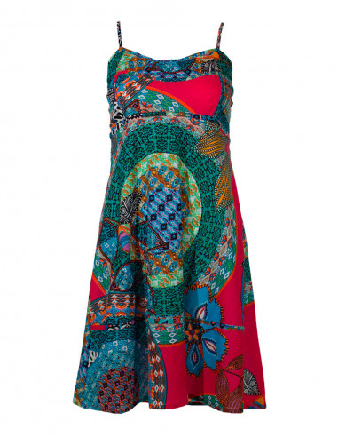 Cotton dress with leaf print