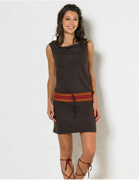 Robe Maille Coton Capuche Sans Manches