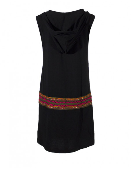 Robe Maille Coton Capuche Sans Manches