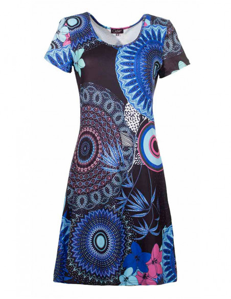 Dress with magnifique print ans short sleeves