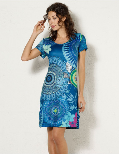 Dress with magnifique print ans short sleeves
