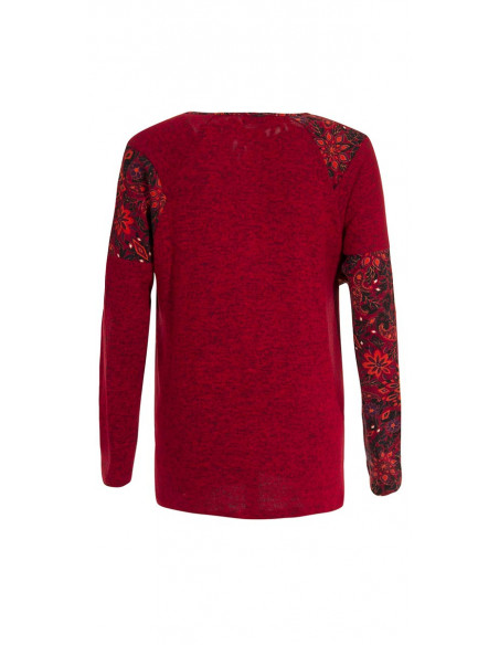 Knitted 74% rayon 21% polyester 5% elastane light pullover with laure patchs print