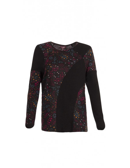 Knitted 74% rayon 21% polyester 5% elastane light pullover with laure patchs print