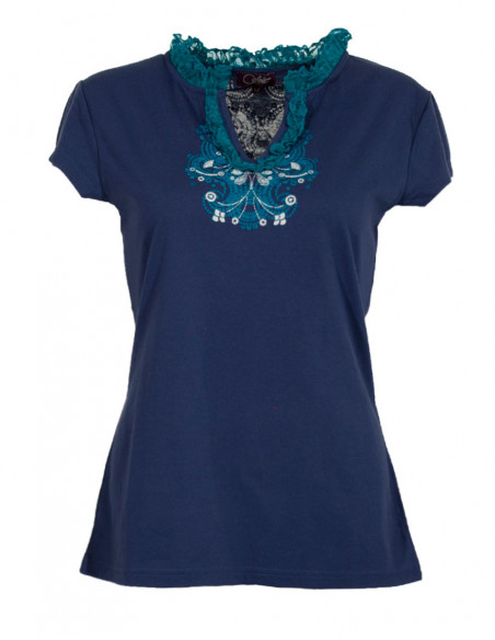 Tee shirt femme encolure V