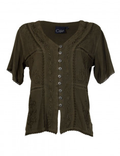 Chemisier viscose brodé manches courtes 2