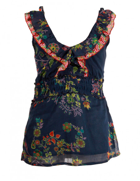 Top coton voile imprimé doublé