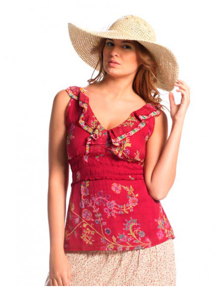 Top coton voile imprimé doublé