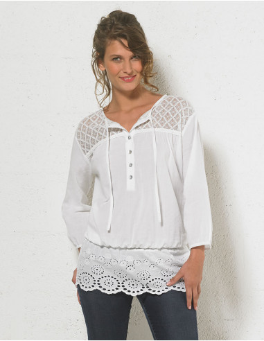 3/4-sleeve cotton tunic