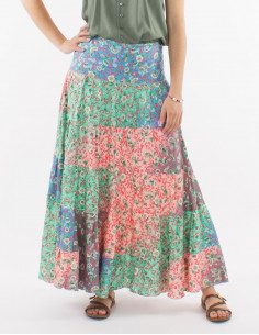 Jupe longue polyester imprimé argenté 2