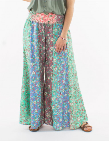 Pantalon large polyester imprimé argenté