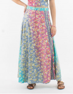 Jupe longue polyester portefeuille imprimé argenté 2