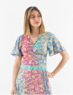 Chemisier polyester manches courtes imprimé argenté 2