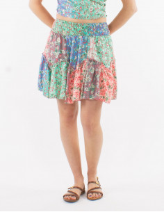 Jupe courte polyester imprimé argenté 2