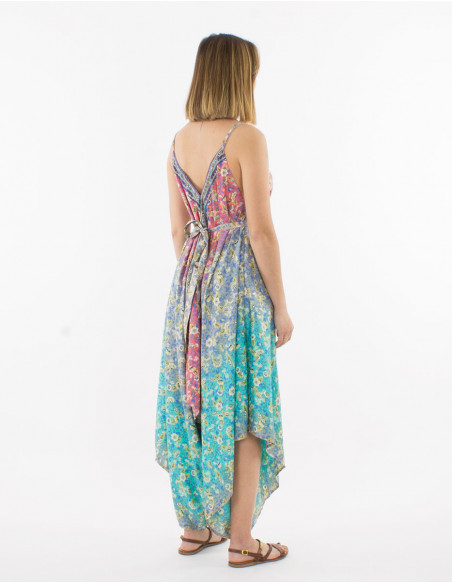 Silver print polyester long jumpsuit