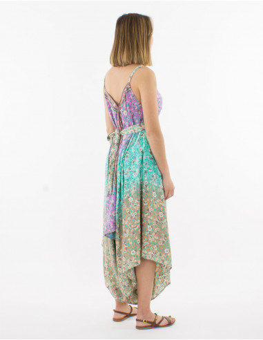 Silver print polyester long jumpsuit